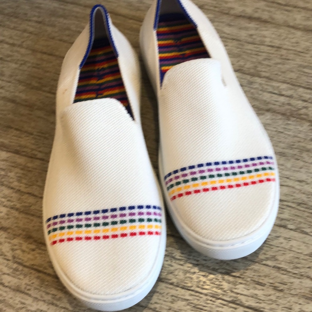Girls rainbow Rothys slip ons size 4